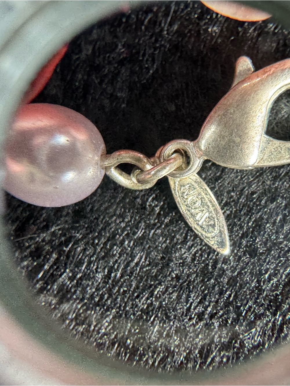 VTG Avon Vintage Mother of Pearl Silver Tone Necklace with Pink Pearls - Picture 6 of 8